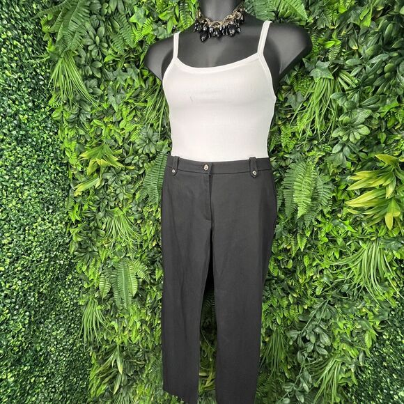 H&M Pants Women 12 Black Ankle Dress Work Button Accent NWT 0966 - Picture 8 of 10